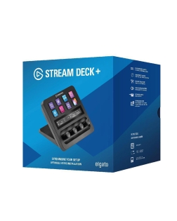 لوحة تحكم +ELGATO Stream Deck, مخصصة لصناع المحتوى, 8 مفاتيح LCD قابلة للتخصيص, 4 مقابض تحكم دوّارة بزاوية 360°, لوحة لمس LCD مدمجة, توصيل USB-C - أسود