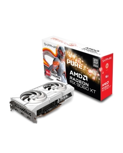 كرت شاشة احترافي SAPPHIRE PURE Radeon RX 9060 XT, ذاكرة 16 جيجابايت GDDR6, إصدار مكسور السرعة OC, نظام تبريد بمروحتين, واجهة التوصيل: PCIe 5.0 x16 - أبيض