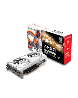 كرت شاشة احترافي SAPPHIRE PURE Radeon RX 9060 XT, ذاكرة 16 جيجابايت GDDR6, إصدار مكسور السرعة OC, نظام تبريد بمروحتين, واجهة التوصيل: PCIe 5.0 x16 - أبيض