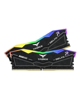 ذاكرة مكتبية TEAMGROUP T-FORCE DELTA RGB, سعة 64GB (2X32GB) , سرعة 5200 ميجاهرتز DDR5, التوقيت CL40, متوافقة مع Intel XMP 3.0, AMD EXPO - أسود 
