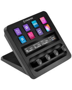 لوحة تحكم +ELGATO Stream Deck, مخصصة لصناع المحتوى, 8 مفاتيح LCD قابلة للتخصيص, 4 مقابض تحكم دوّارة بزاوية 360°, لوحة لمس LCD مدمجة, توصيل USB-C - أسود